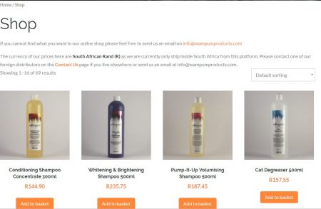 Wampum Grooming Products WordPress website screenshot