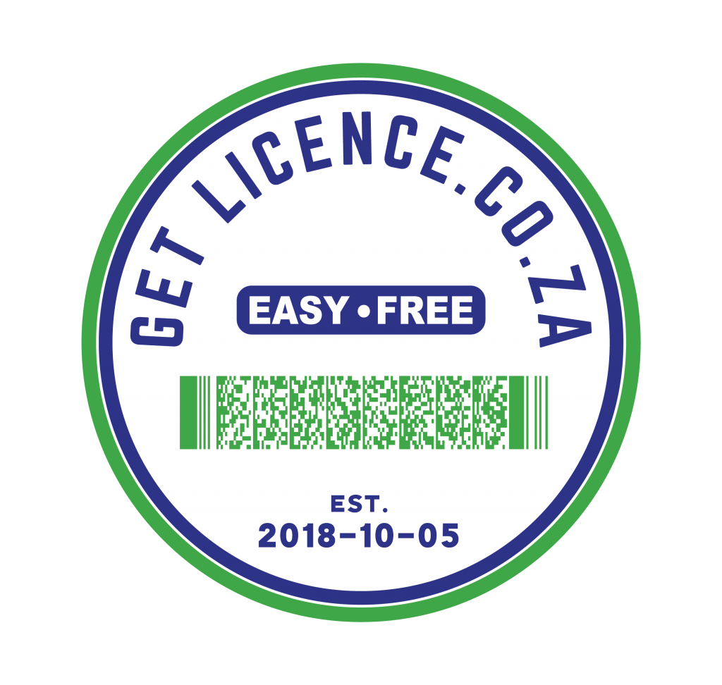 GetLicense.co.za vehicle license renewal website showing the online renewal service interface.