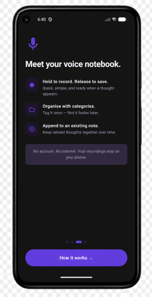 Voice Note Keeper Mobile App Development: Onboarding Page 3