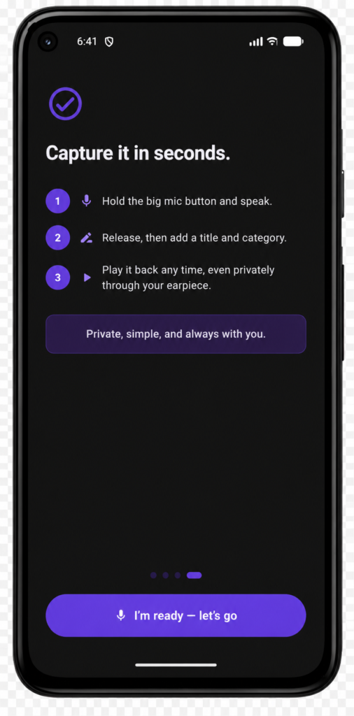 Voice Note Keeper Mobile App Development: Onboarding Page 4