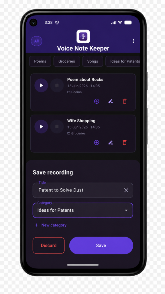 Voice Note Keeper Mobile App Developed by Programmer.co.za