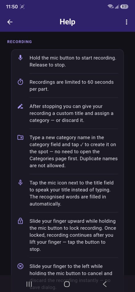 Voice Note Keeper - Help