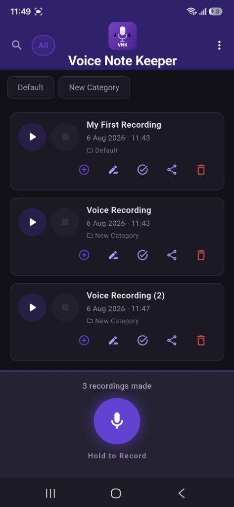Voice Note Keeper - Home Recordings