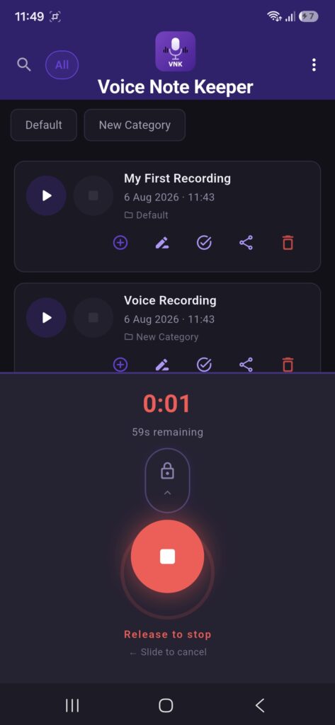 Voice Note Keeper - Recording Lock