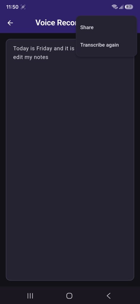 Voice Note Keeper - Transcribed Text Share